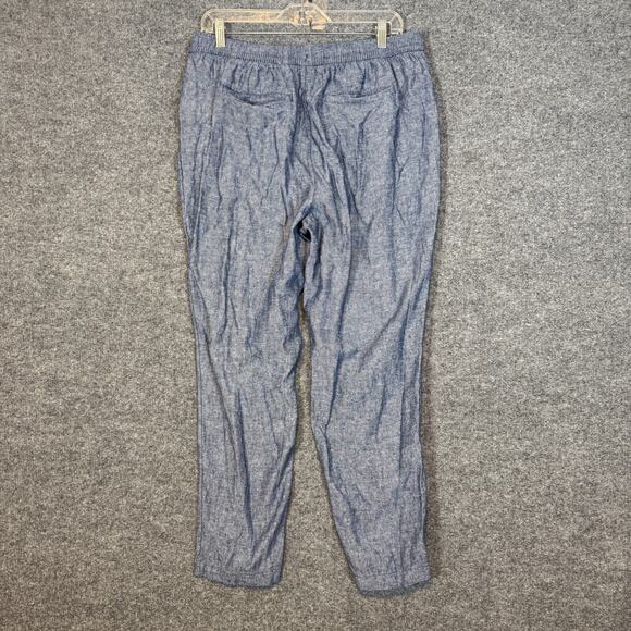 Old Navy Pants Womens Medium Blue Linen Blend Cropped Stretch Waist Boho - Picture 8 of 12